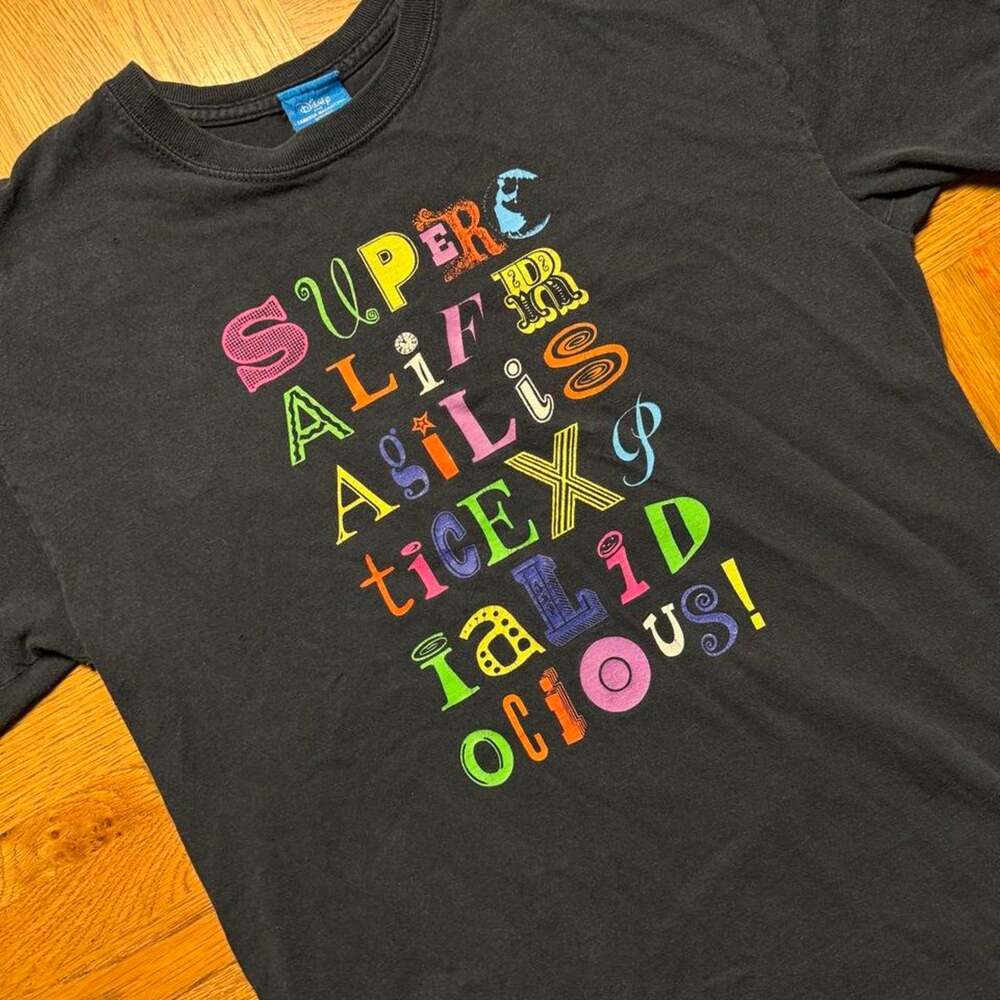 Disney Mary Poppins Vintage Graphic T-Shirt Black Small